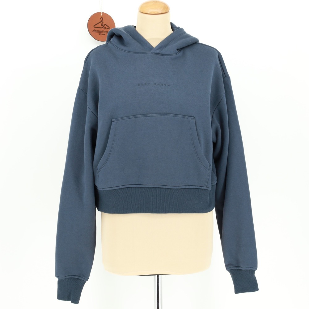 Cozy Earth Womens CityScape Cropped Hoodie Eclipse Blue Small Pullover Cozycore
